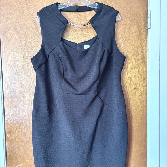 Bisou Bisou Plus Size Black Evening Dress with Neck Metal Embellishment - Picture 1 of 8